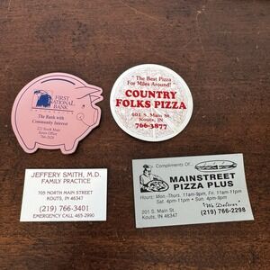 4 - Vintage Business Fridge Magnets - Kouts, Indiana